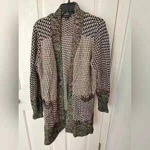 Isaac Mizrahi Live! Cotton Blend Sweater Cardigan Size L